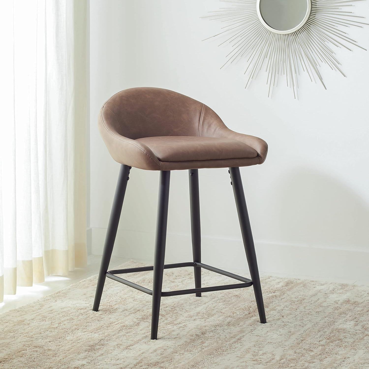 Anson Saddle Brown Faux Leather 25-Inch Counter Stool by Home