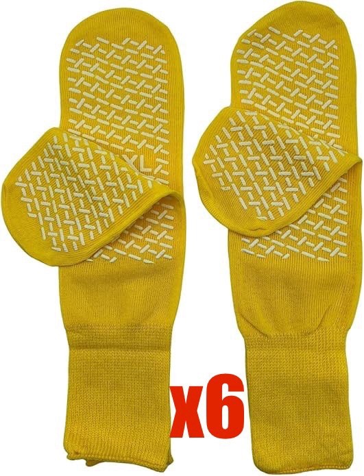 NonSlip Safety Socks Double Sided Tread Hospital Grip Slippers Soft 3XL-5XL- 6PK