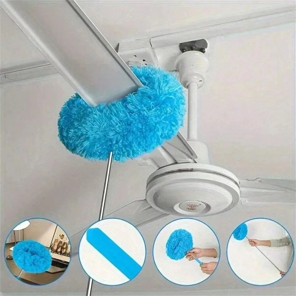 Ceiling Fan Cleaner Duster Reusable Microfiber Long Handle Washable Cleaner