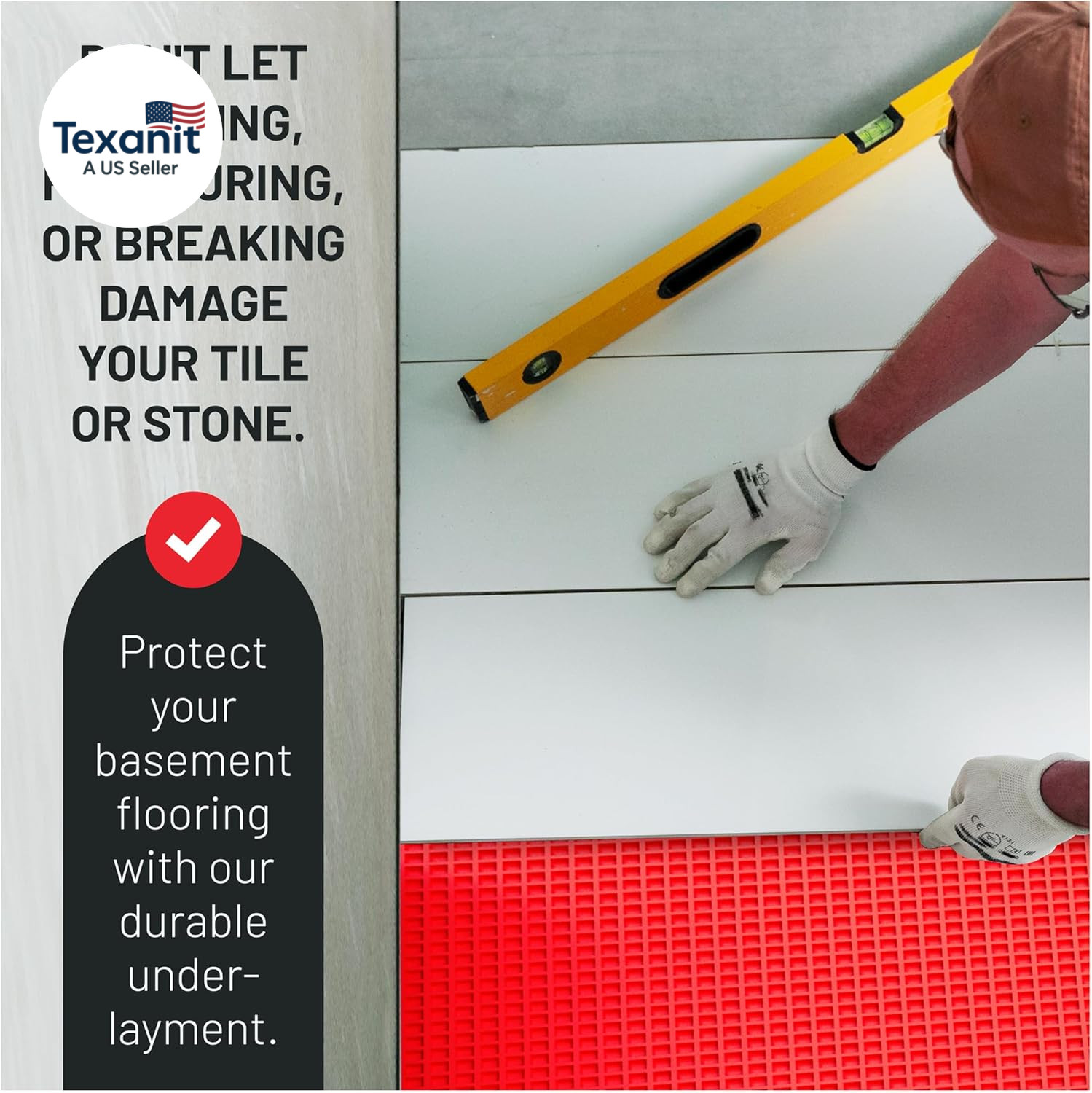 1/8” Uncoupling Membrane for Tile, Stone, Concrete, Shower Walls, Bathroom Floor