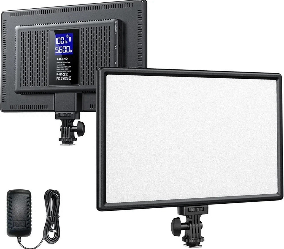 RALENO PLV-S192 - LED Video Soft Light Panel With Built In Battery - Black