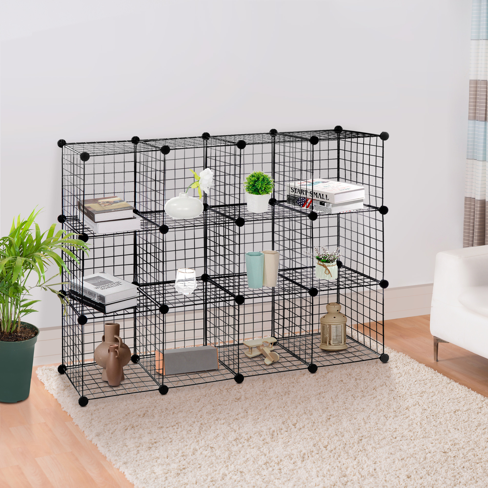 2X 12-Cube Storage Shelf Storage Bins Wire Cube Storage Organizer Modular
