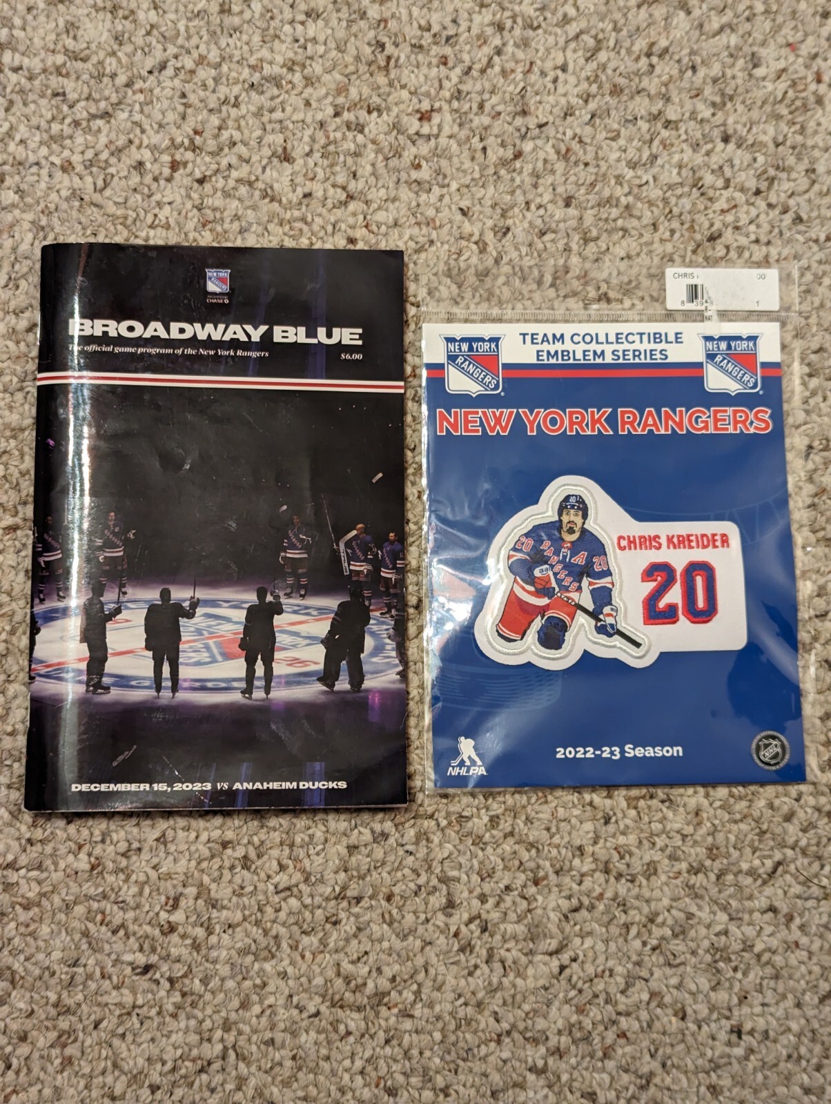 NY Rangers Program 12/15/23 & Patch Chris Kreider Recorded his 500th Career Goal