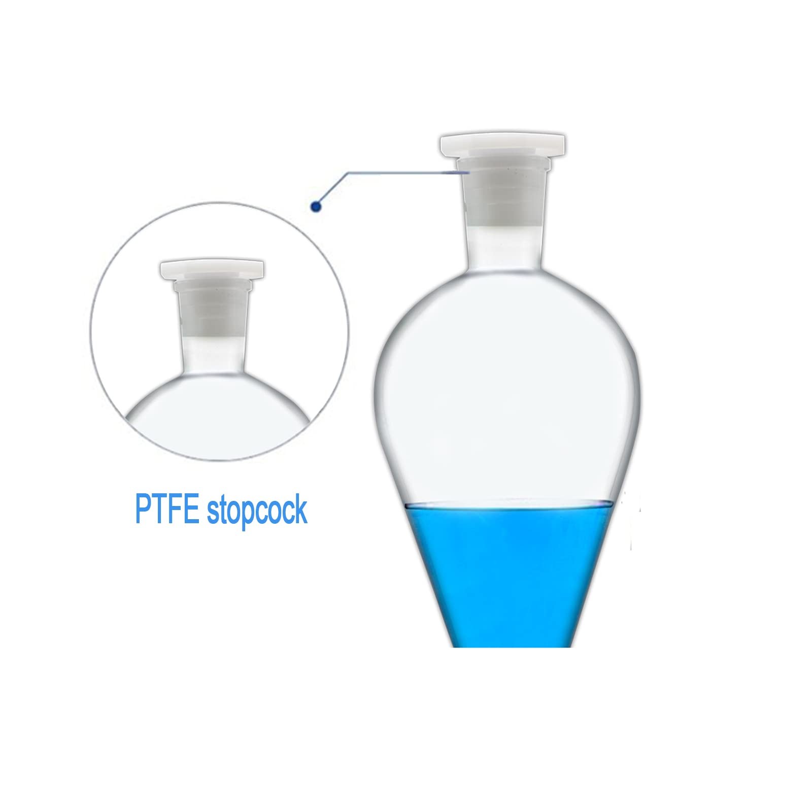 Borosilicate Glass 1000ML Separating Funnel Heavy Wall Conical 1000mL