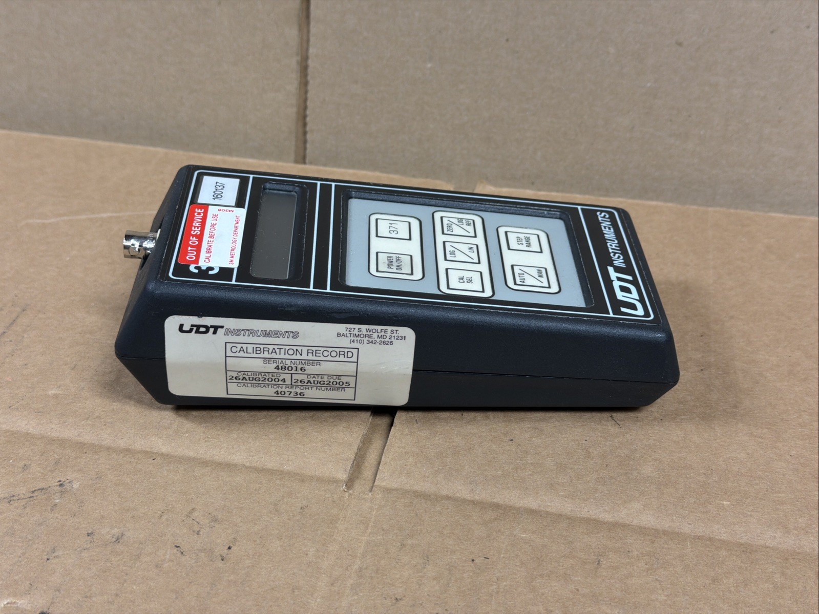 UDT Instruments Model 371 Optical Power Meter W/ Model 247 Radiometric Sensor