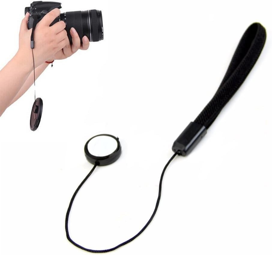 Camera Lens Cap Holder Leash for DSLR SLR – Adhesive String Tether, 8 Pack