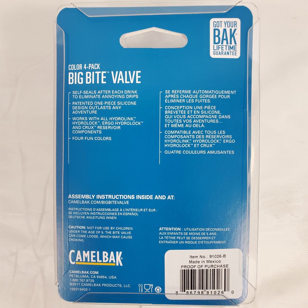CamelBak Hydration Pack Big Bite Valve Replacement Multi Color Mouth Piece 4 pc.