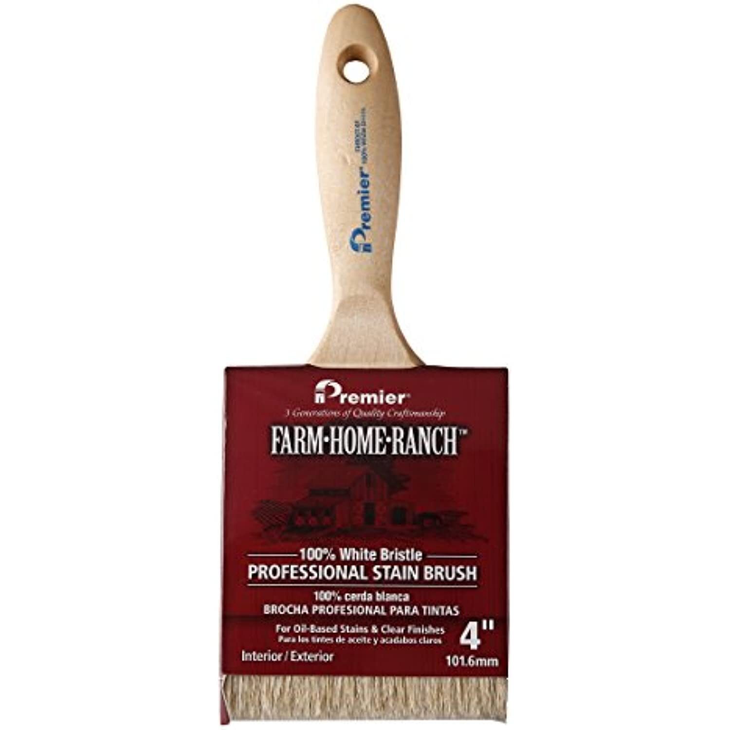 PREMIER PAINT ROLLER/Z PRO Premier 4" Stain Brush White China Bristle with Wood