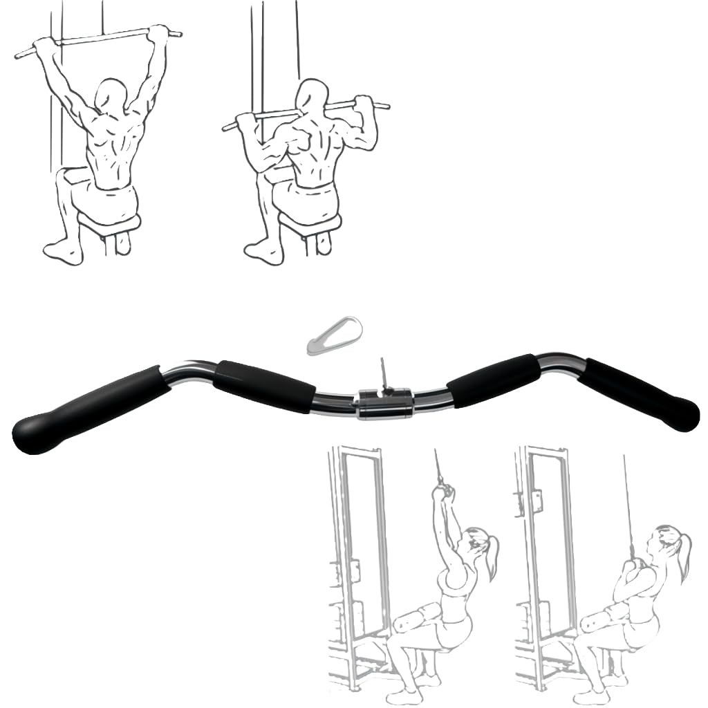 Lat Cable Machine Attachment Curl Pulldown Barbell Revolving Bar, Multi-Exerc...
