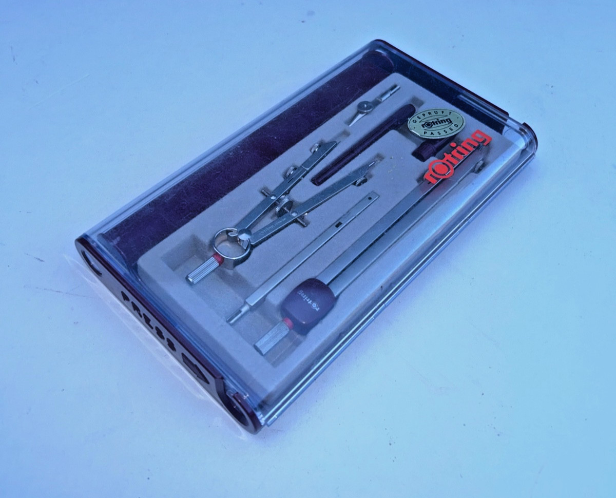 rOtring Compass Divider Set Technical Drawing Mathematical in Case 1980