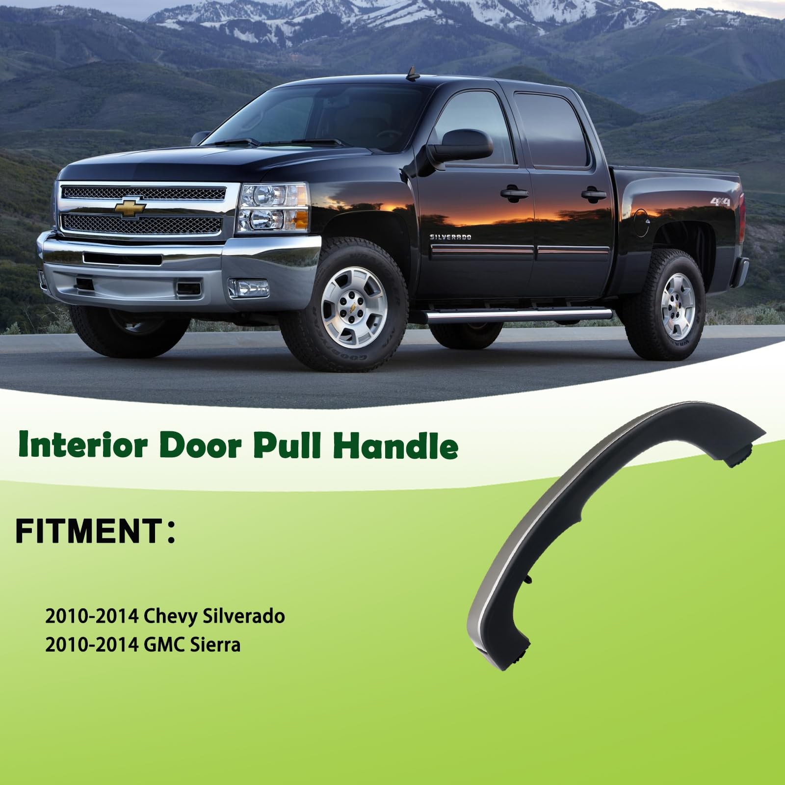 omoZone Interior Door Pull Handle Armrest Inside Grab Front Left, Ebony