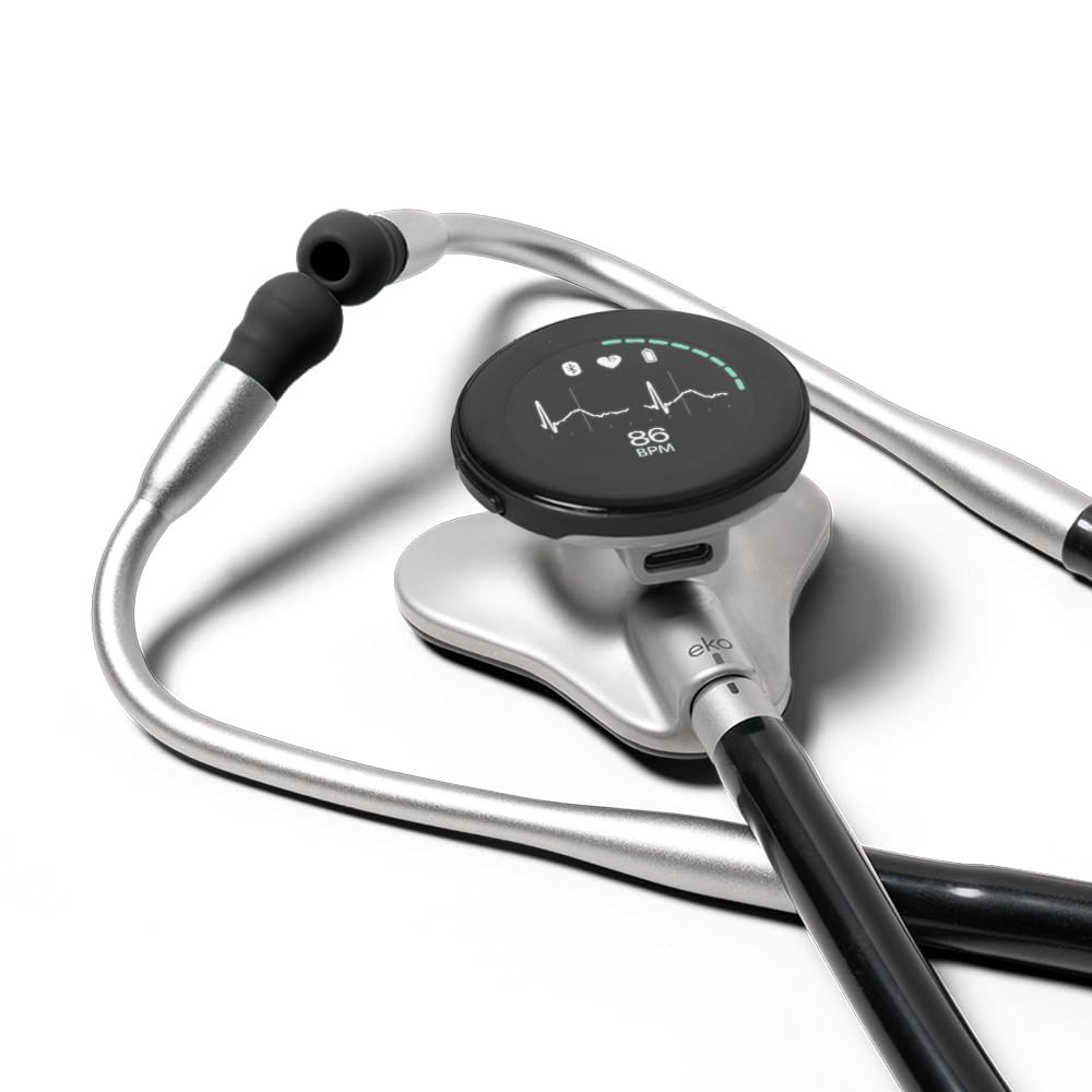 CORE 500™ Digital Stethoscope - 40X Amplification, ECG, Noise Cancellation, Silv