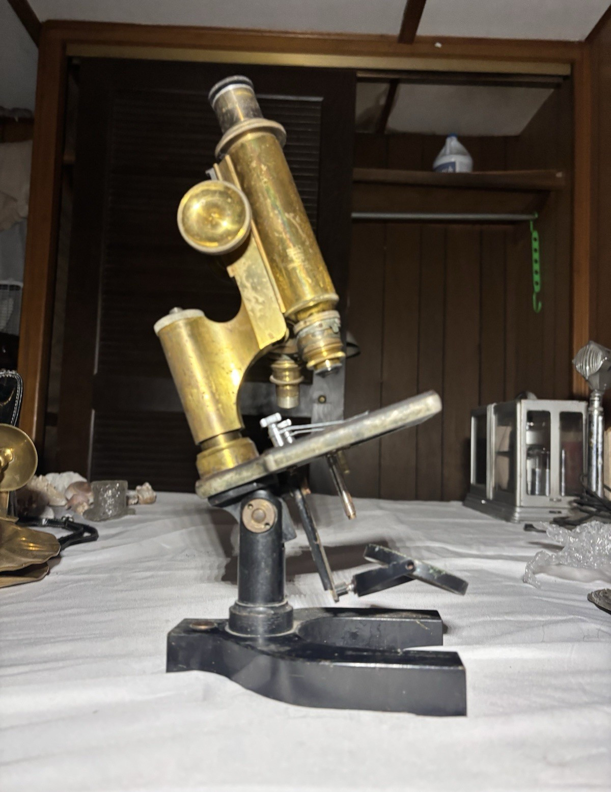 Antique Bausch & Lomb Optical Co. Brass Microscope 10X Rochester N.Y.