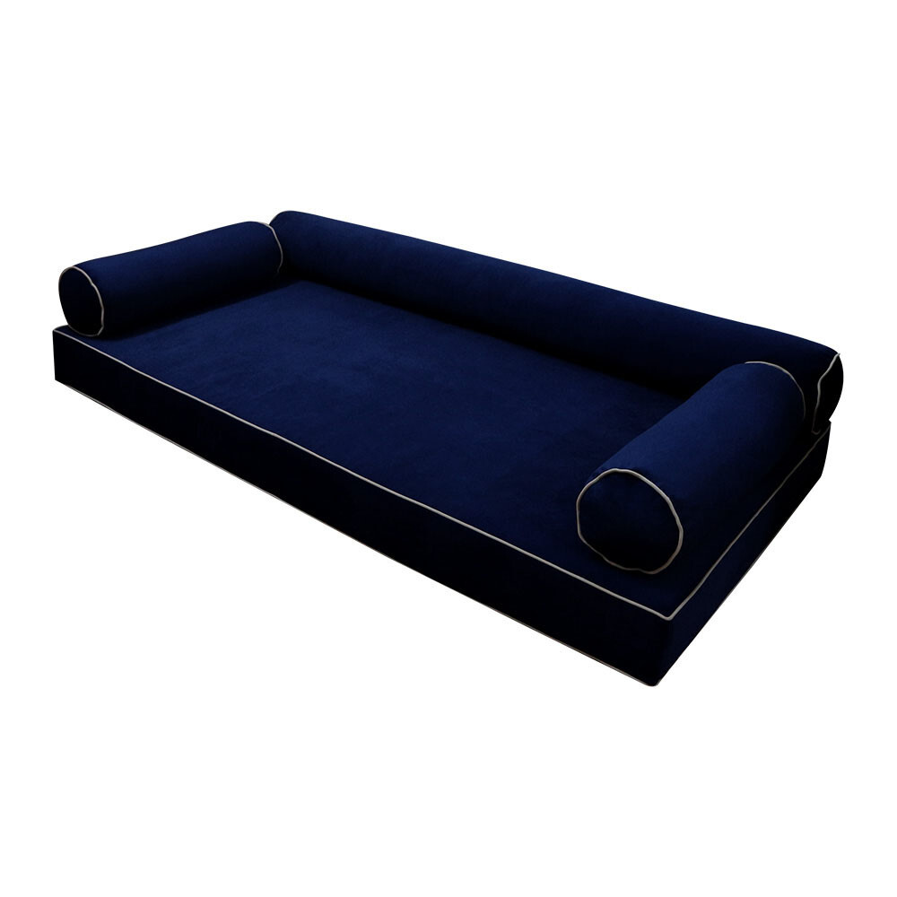 SLIPCOVER ONLY V6 Velvet Daybed Mattress Pillow Contrast Trim Twin-XL AD373