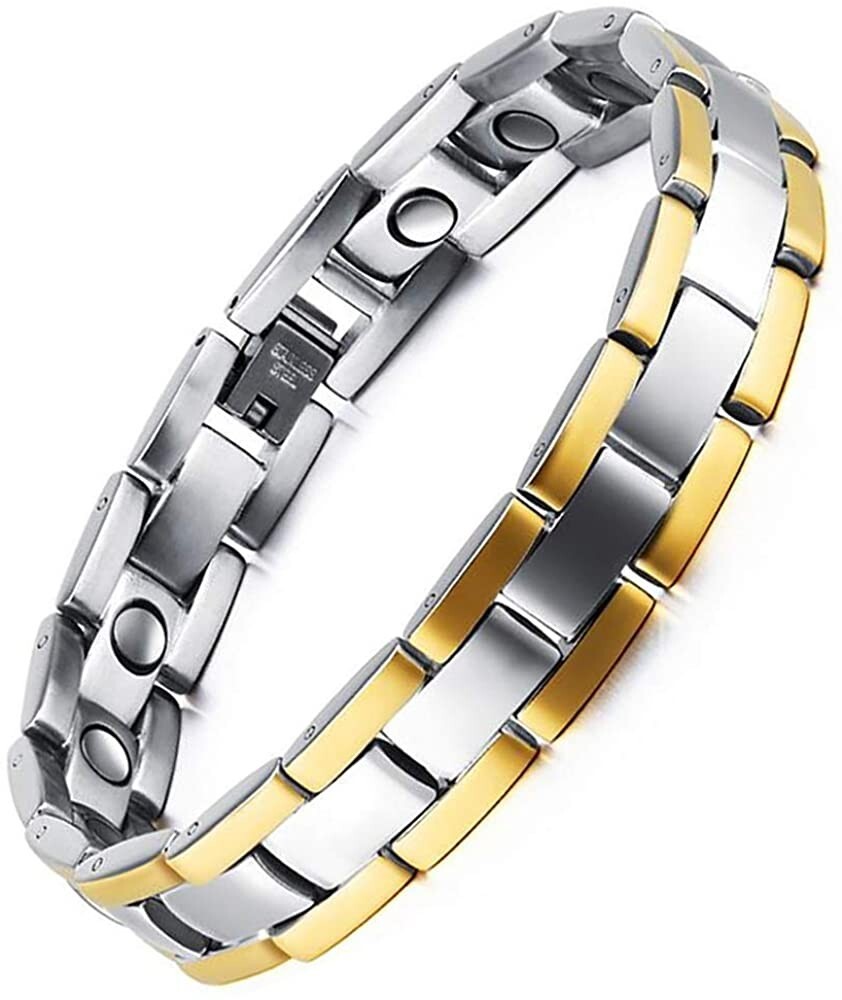 JERACOL UNISEX TITANIUM STEEL MAGNETIC BRACELET WITH ADJUSTABLE WRISTBAND, NEW