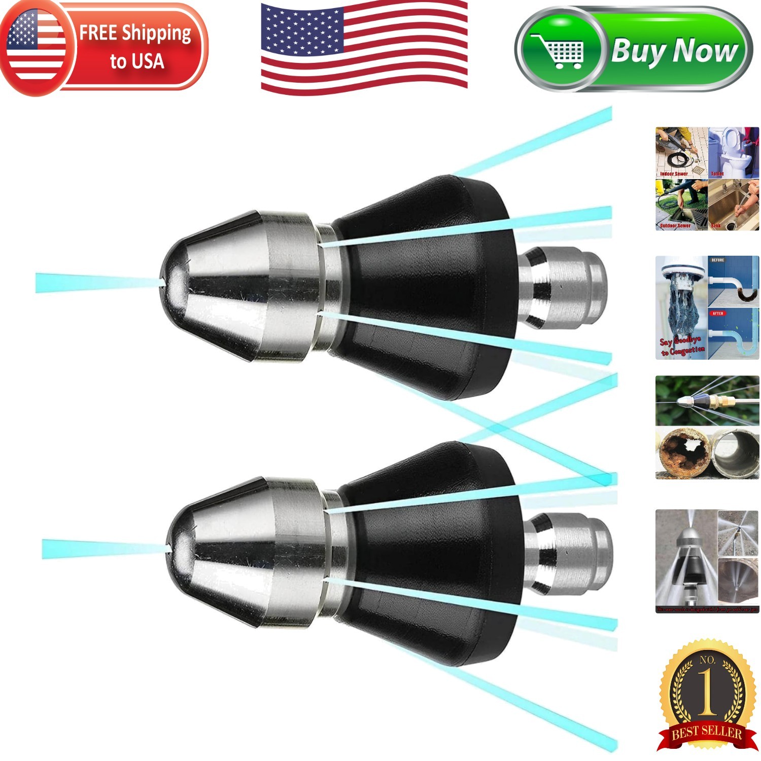 Powerful Stainless Steel High-Pressure Nozzle Set for Efficient Sewer Cleaning