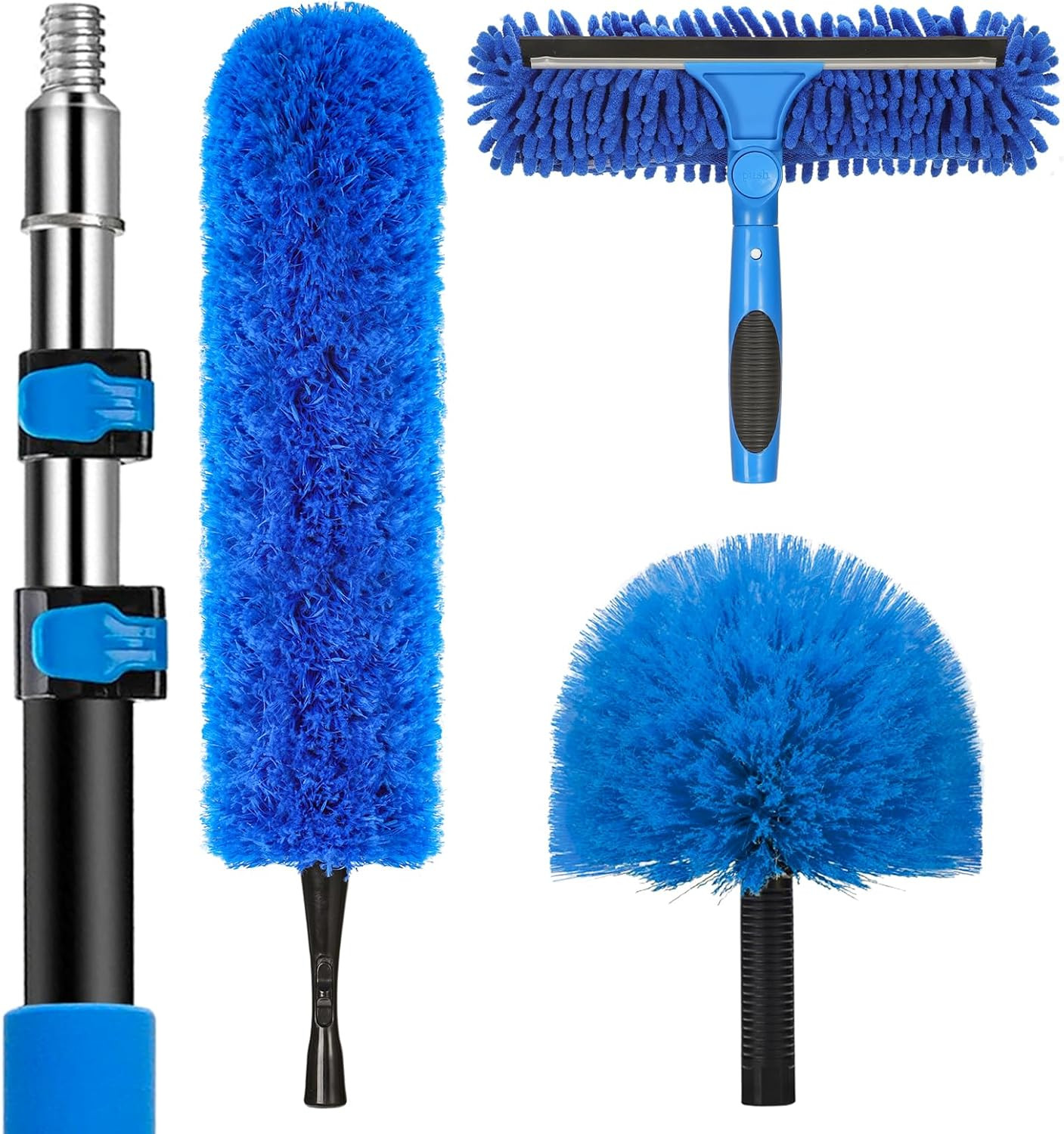 20FT Telescoping Duster Kit High Reach Cobweb Ceiling Fan Window Cleaning Tool