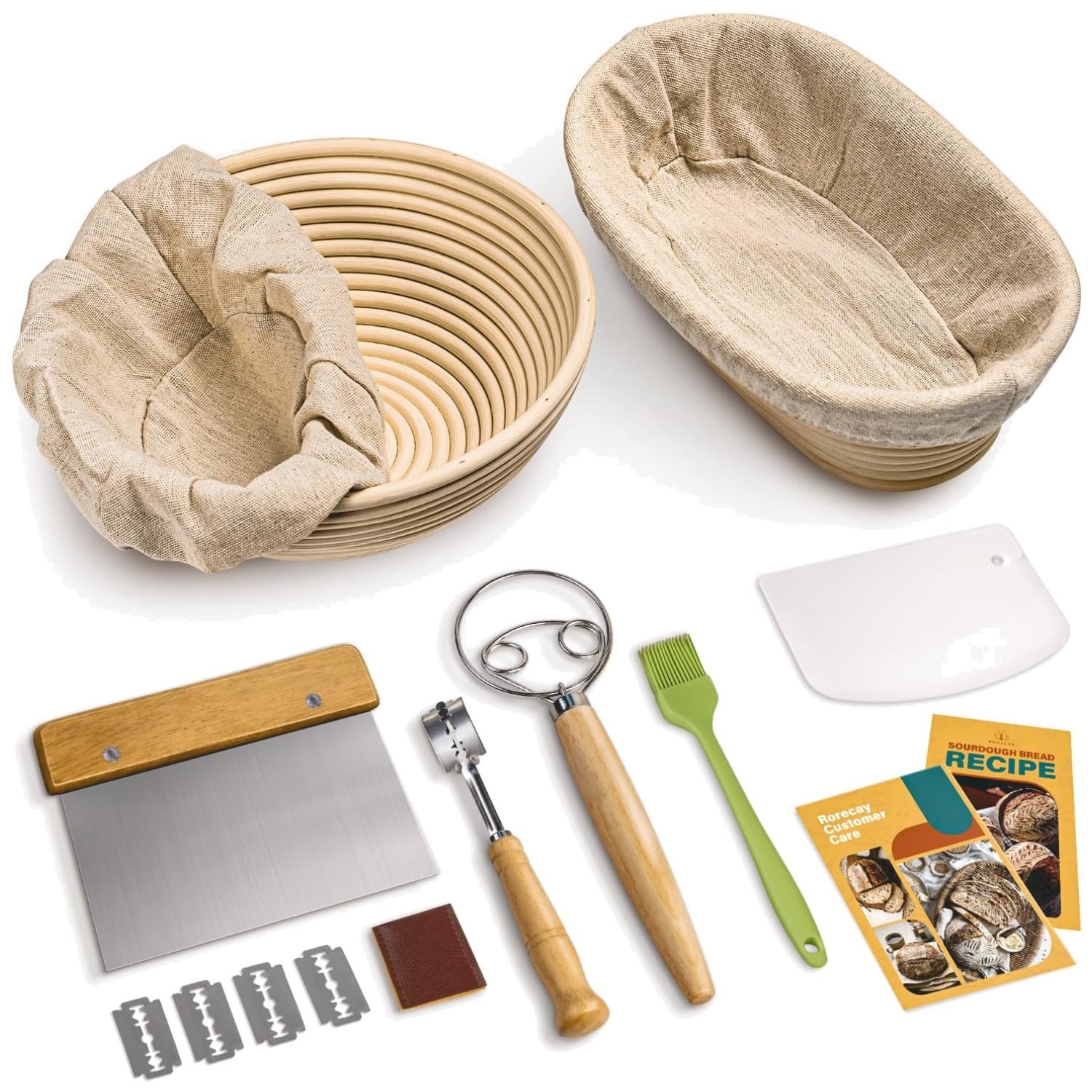 Rattan Cane Oval & Round Banneton Bread Basket Set
