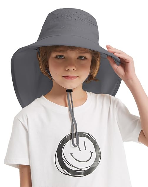 Kids Sun Hat Outdoor UPF 50+ Kids Hat for Boys Girls Bucket One Size Dark Grey