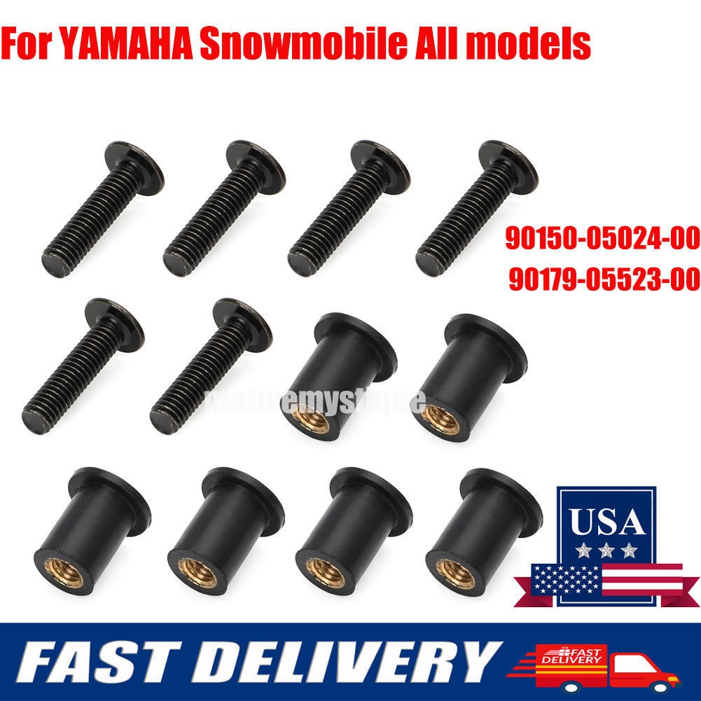 For Yamaha Apex Nytro SRX RX1 Vector Snowmobile Windshield Screw&Rubber Nuts Kit