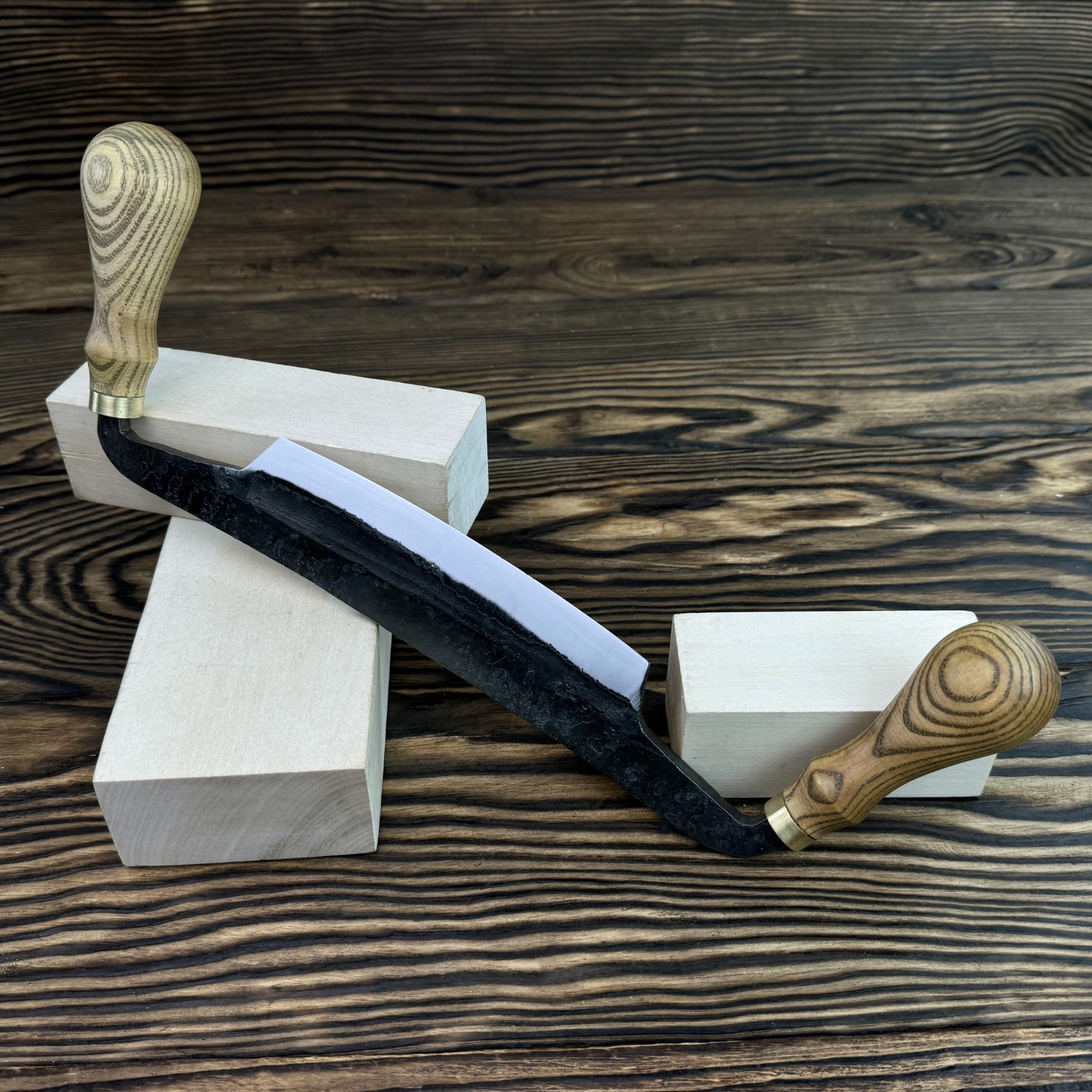 Drawknife with Leather Sheath. Wood Shaping Tool. Ash Handle. Gift for Beginner