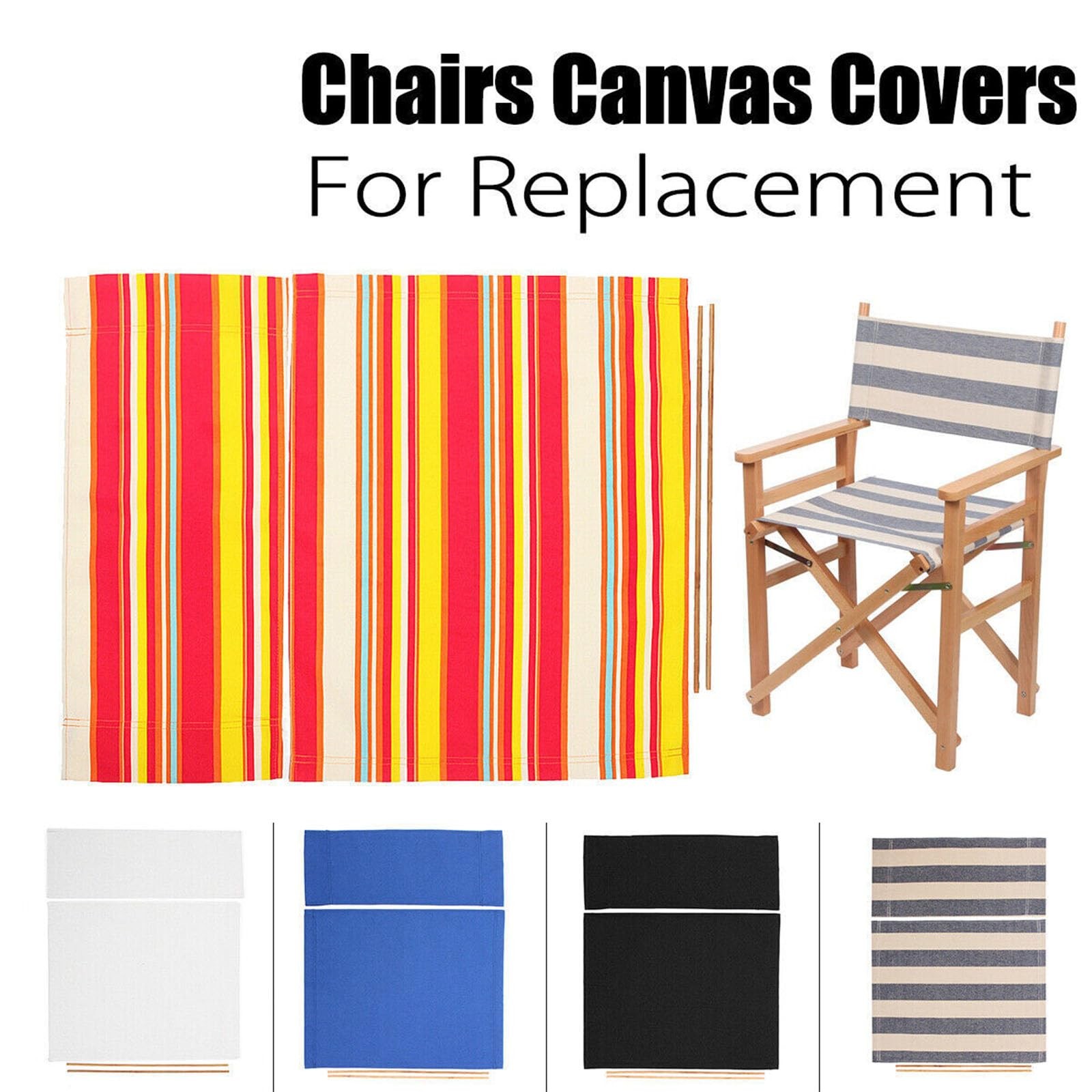 2 Set Director Chair Canvas with Wood Stick,21.2 L x 16.1 W/21.2X 7.8 Portabl...