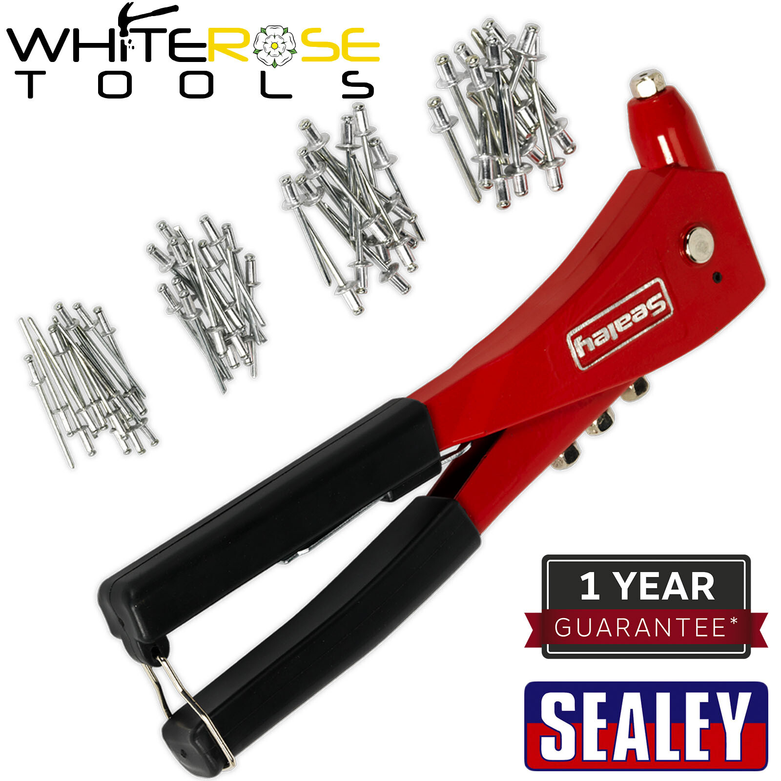 Sealey Hand Riveter Kit Nozzle Spanner Steel Jaw Rivets 250mm