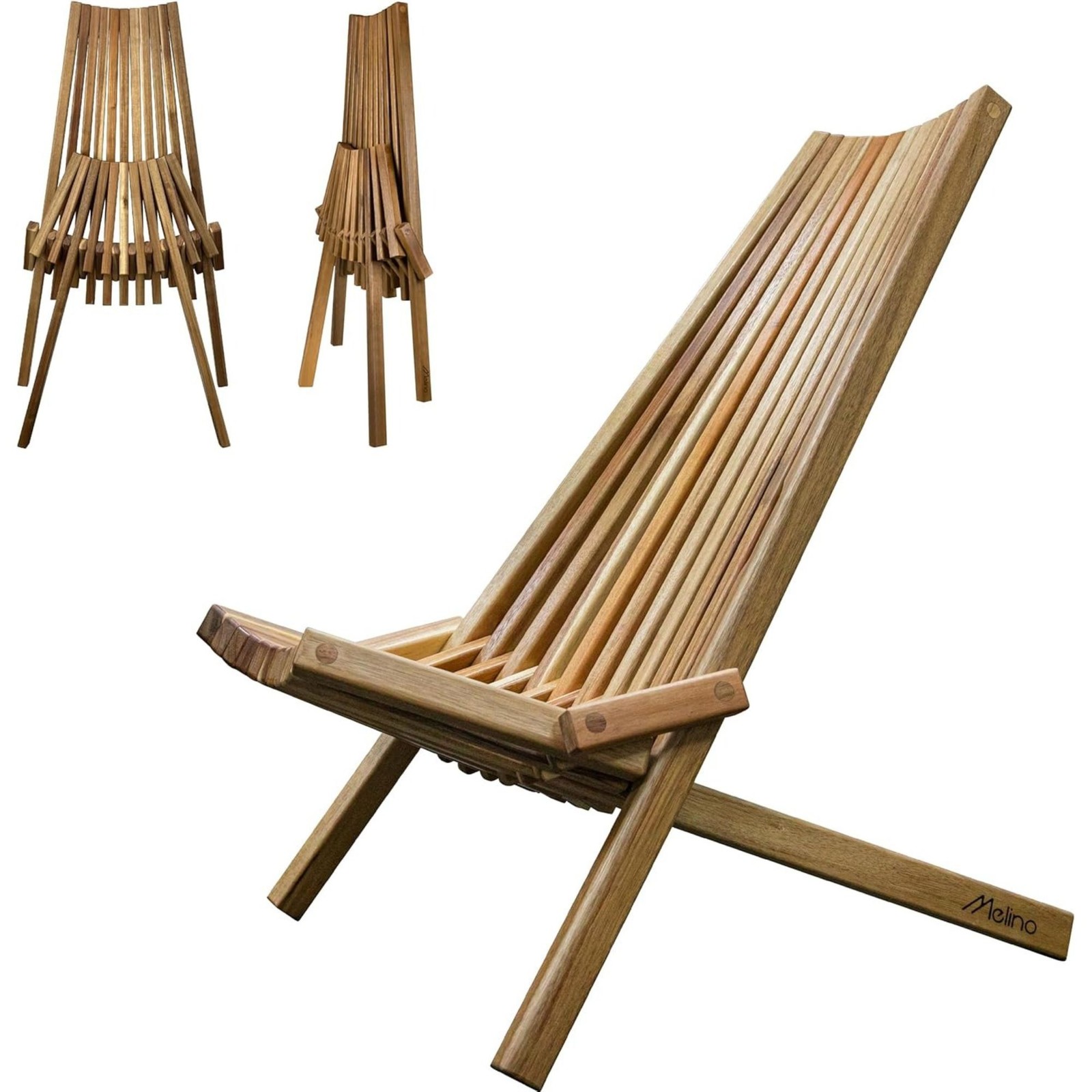 Melino Wooden Folding Tamarack Chair Low Patio Lounge Furniture (Open Box)