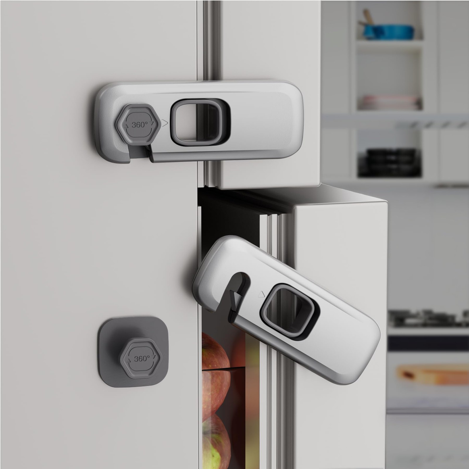 KIZZHISI 5 Pack Child Proof Refrigerator Lock, Baby Proofing 1, Grey 5pack