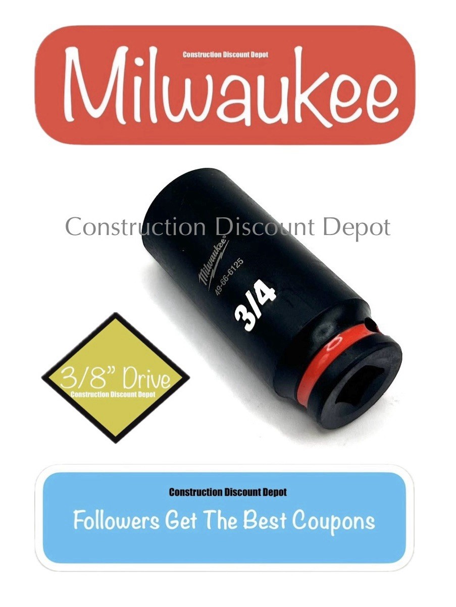 Milwaukee 49-66-6125 SHOCKWAVE Impact 3/8" Drive 3/4 in. Deep 6 Point Socket