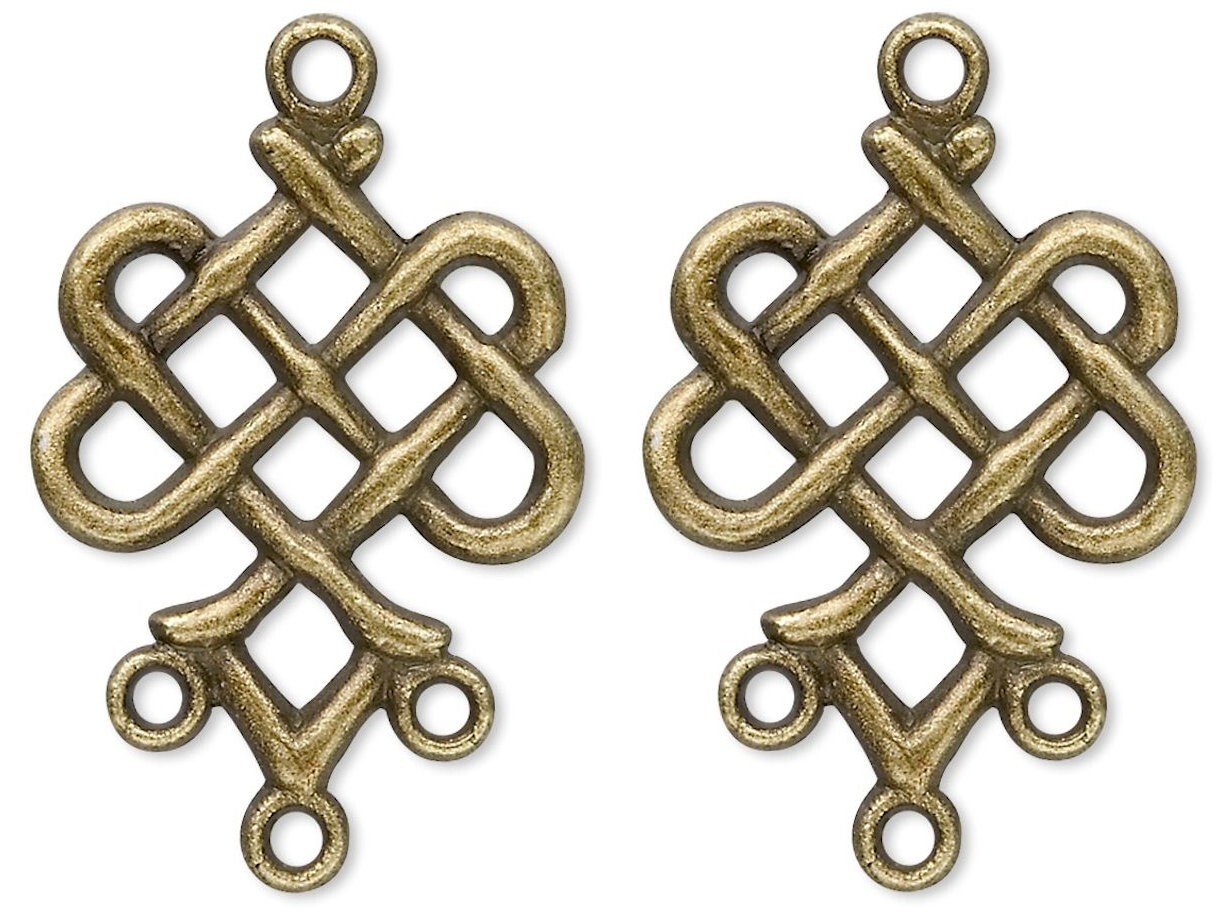 Drop, 20 Antiqued Brass Plated 23x19mm Weave Chandelier Connector with 3 Loops
