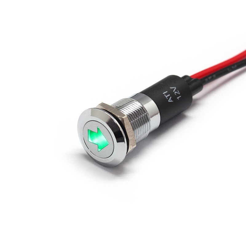 Alpinetech PL12MS mm 1/2" 12V LED Signal Indicator Dash Light Chrome Bezel