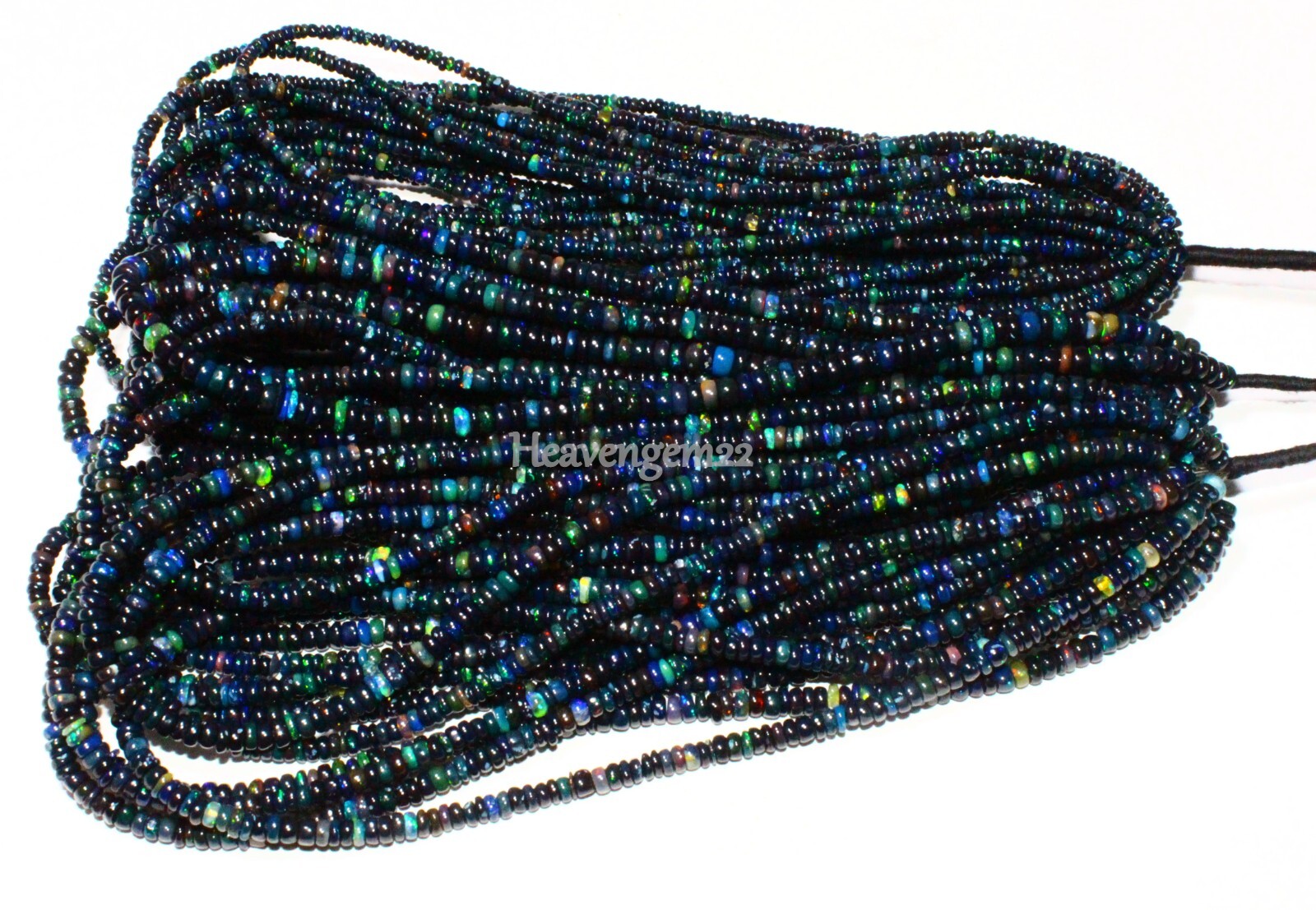 AAA Ethiopian Black Opal Smooth Rondelle Gemstone Beads Jewelry Making