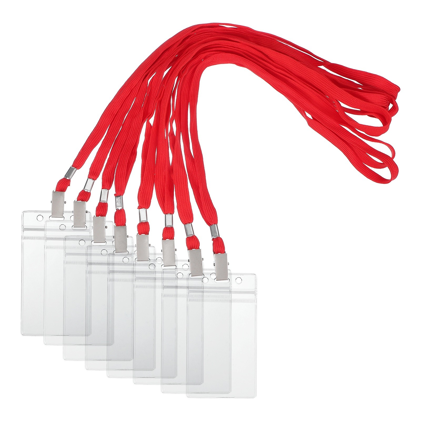 30 Set Name Tag Holders with Lanyard for Office, Red(3x2 Inch)