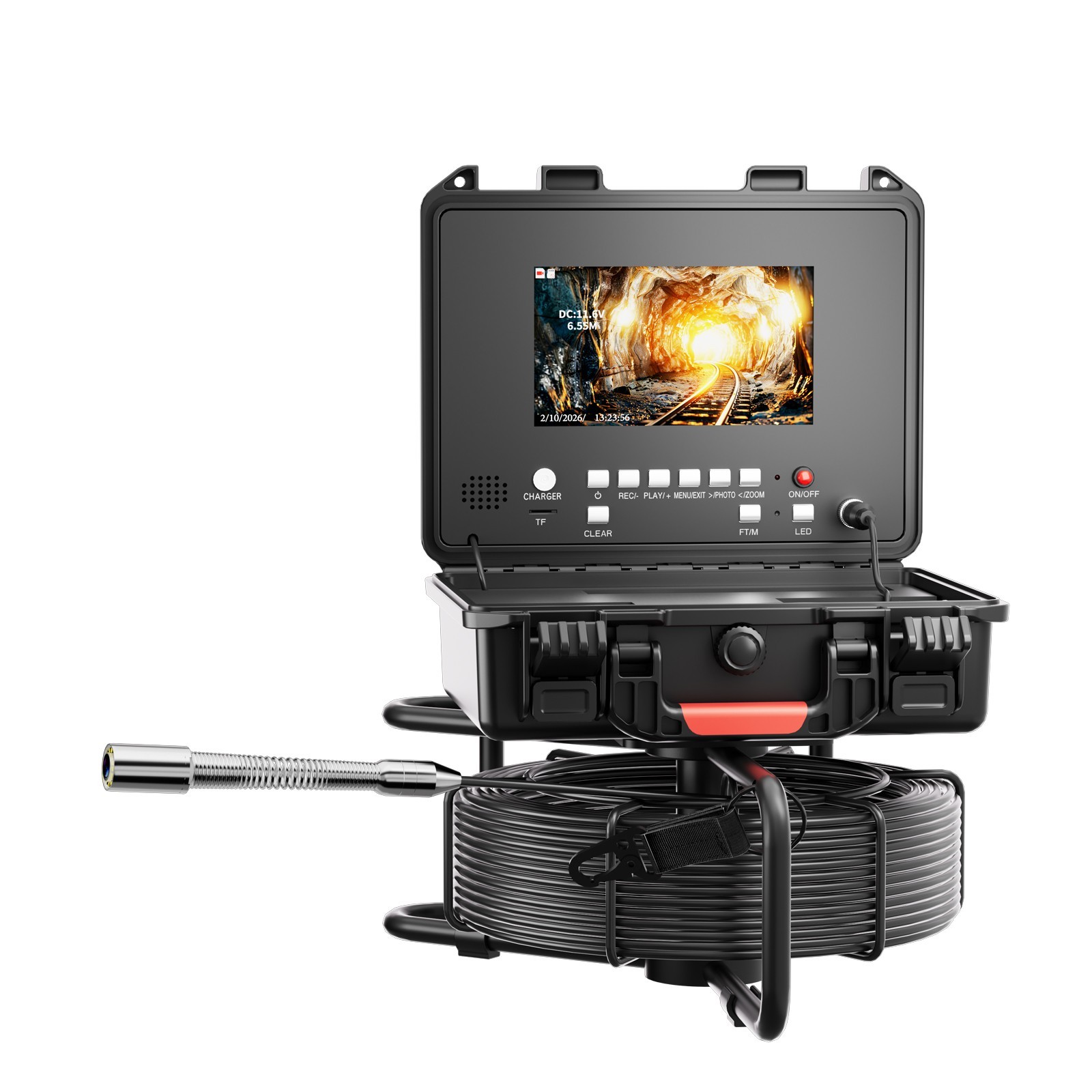 30m Pipe Sewer Inspection Camera w/ Meter Counter Drain Sewer Endoscope 7" DVR