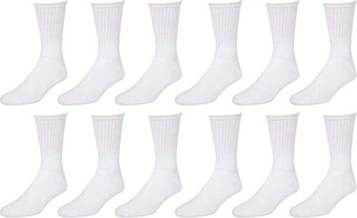 3-6-12 Pairs Men's Plain Solid Sports Athletic Work Crew Socks Size 9-11 10-13