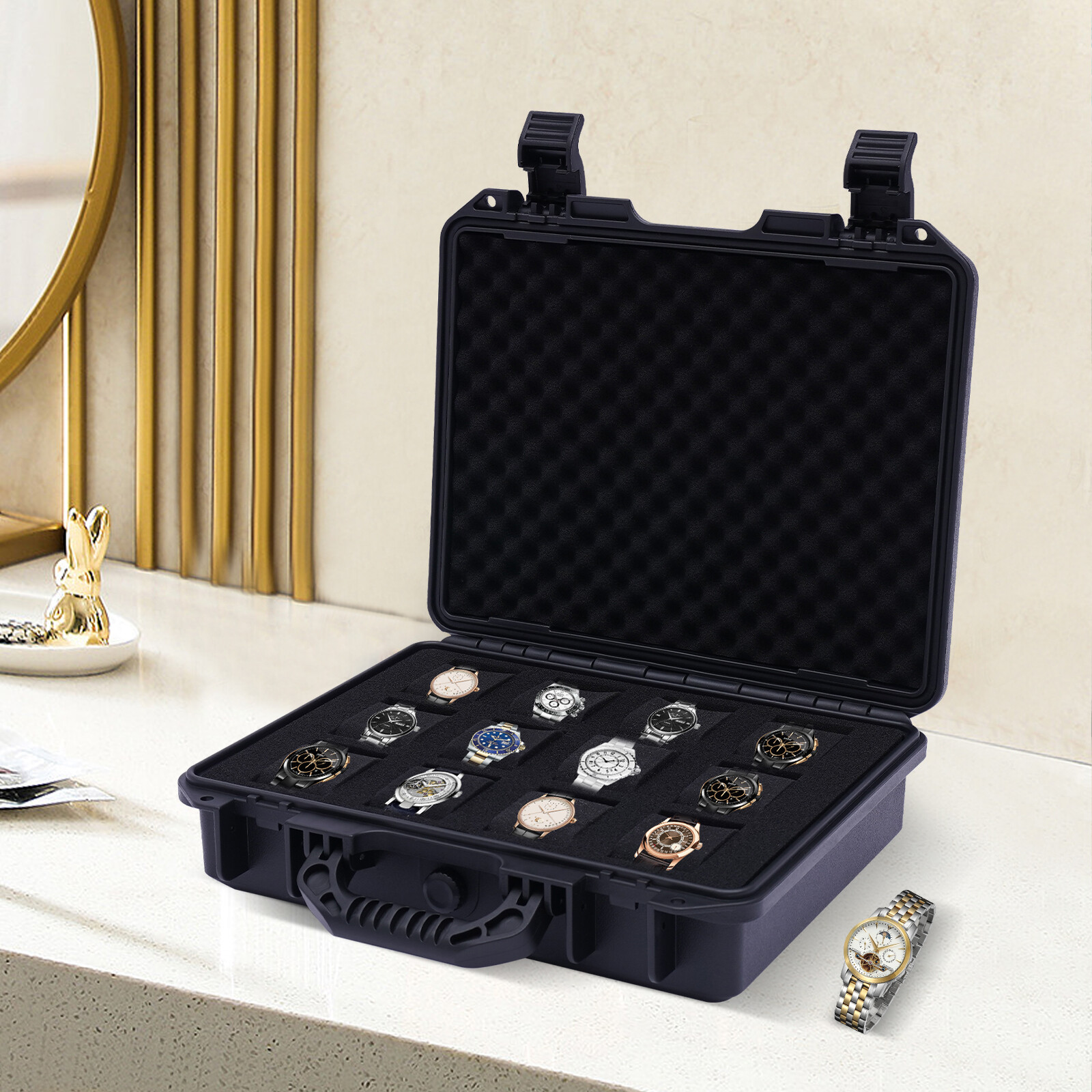 12/15 Slots Watch Box Display Case Organizer Jewelry Storage Portable Waterproof