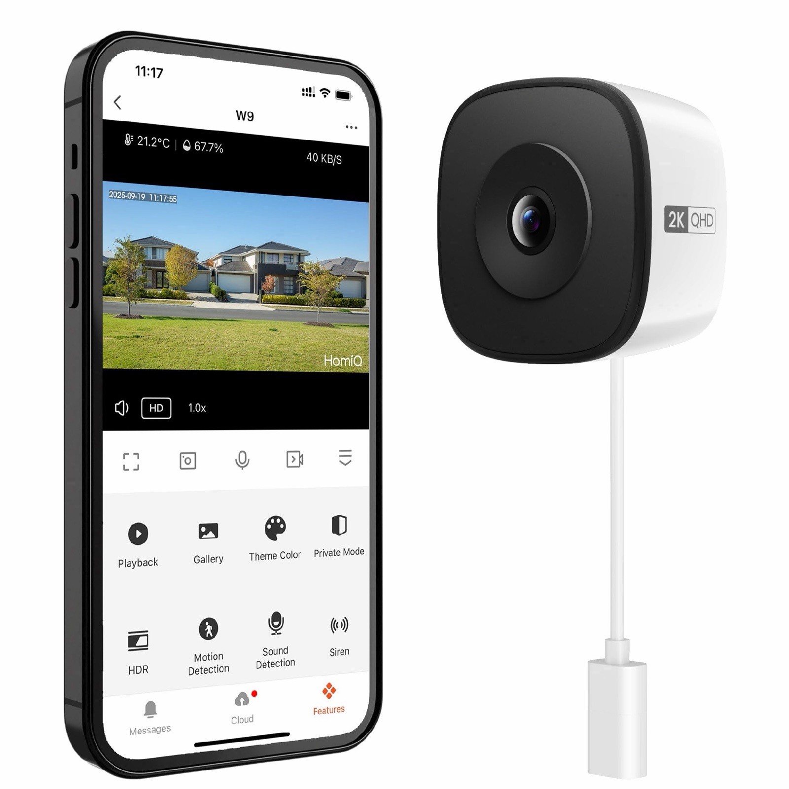 HomiQ 3MP 2K Window Camera for Home Security, 5Ghz & 2.4Ghz WHITE