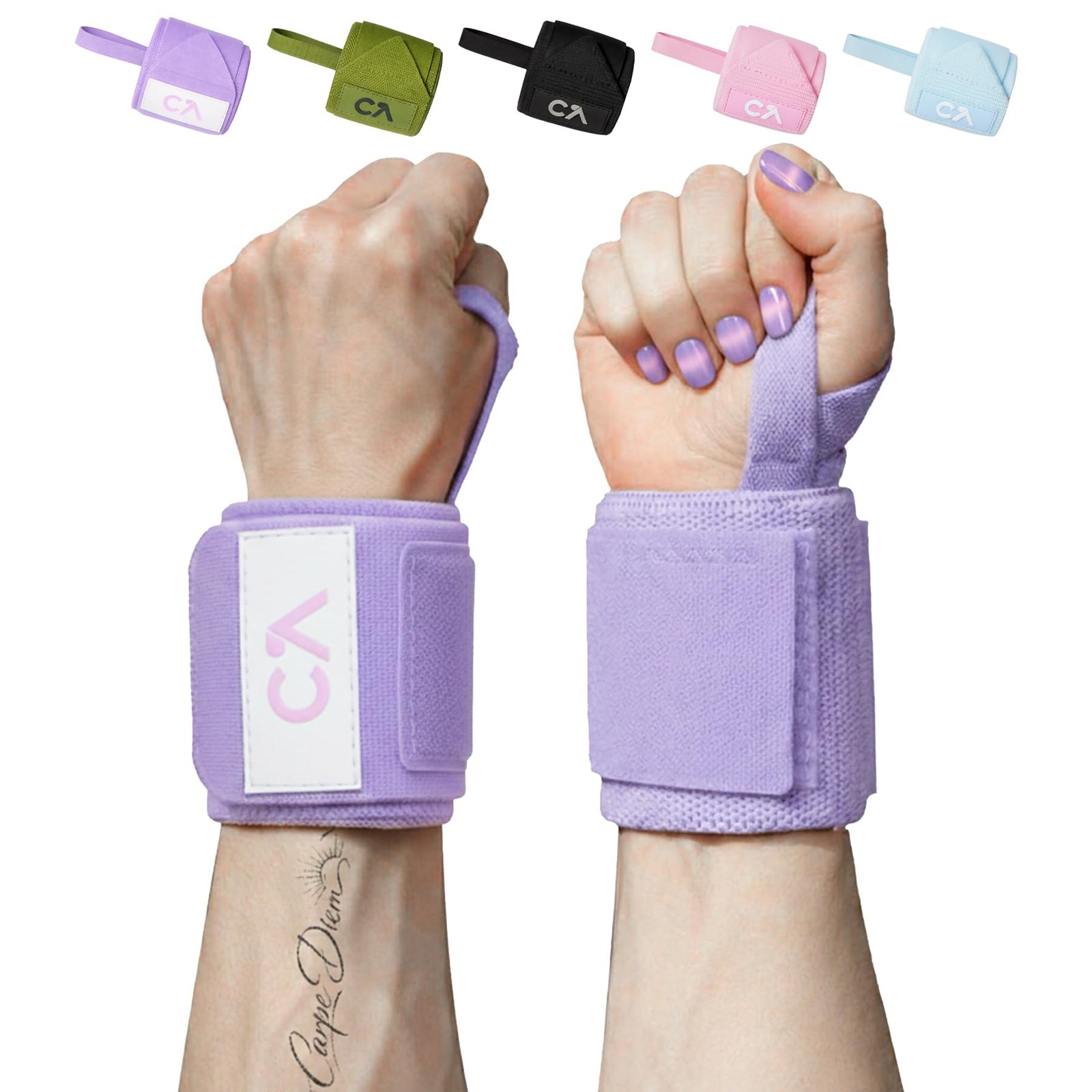 Weightlifting Wrist Wraps for Women - 18" Pro-Level Support, 5 Pastel Colors ...