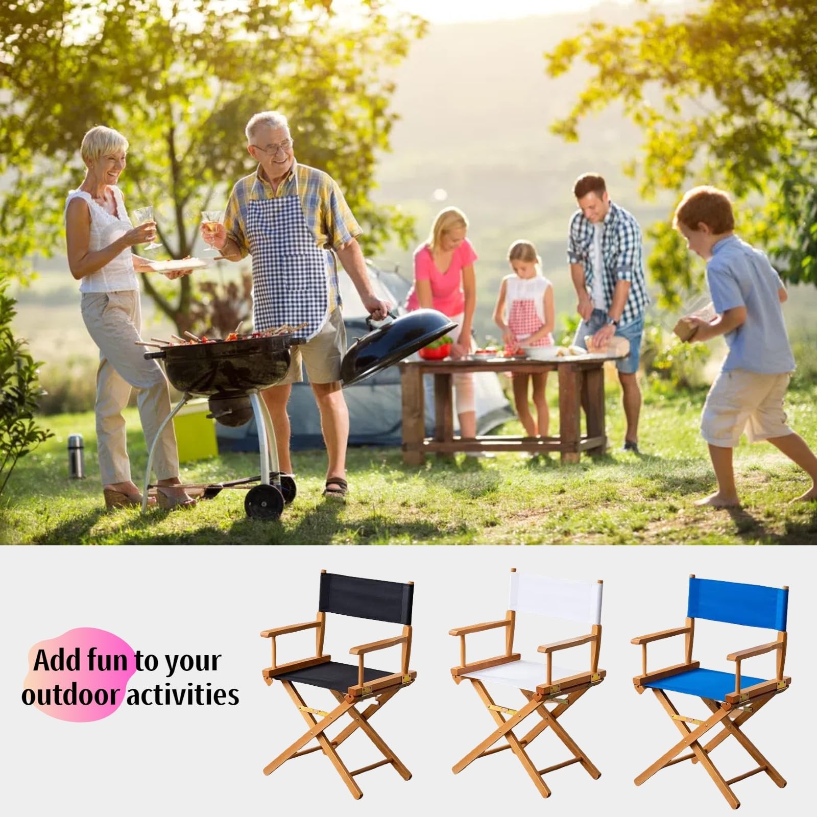 2 Set Director Chair Canvas with Wood Stick,21.2 L x 16.1 W/21.2X 7.8 Portabl...