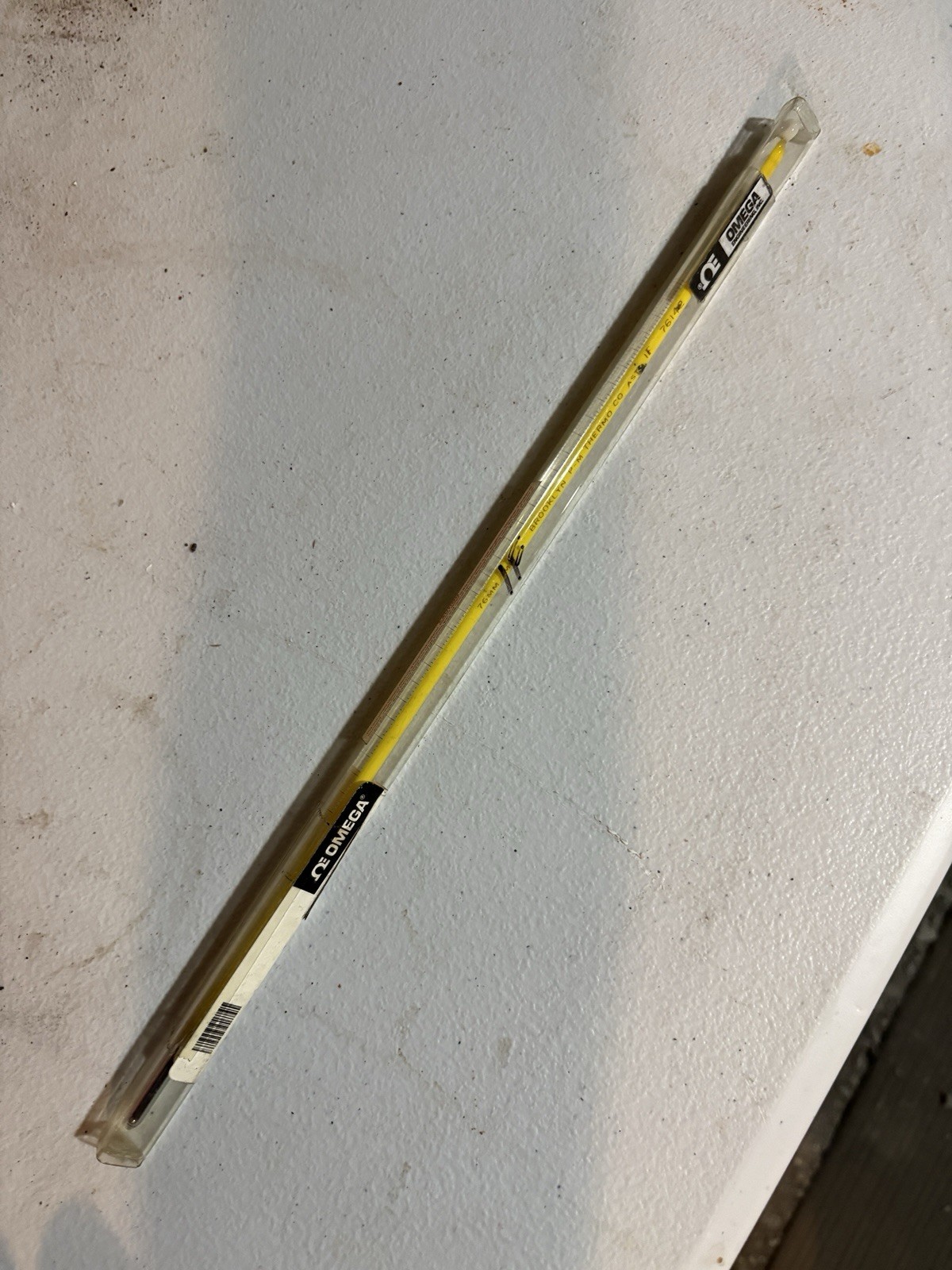 OMEGA Engineering ASTM-1F Precision Glass Thermometer 76mm Immersion Vintage