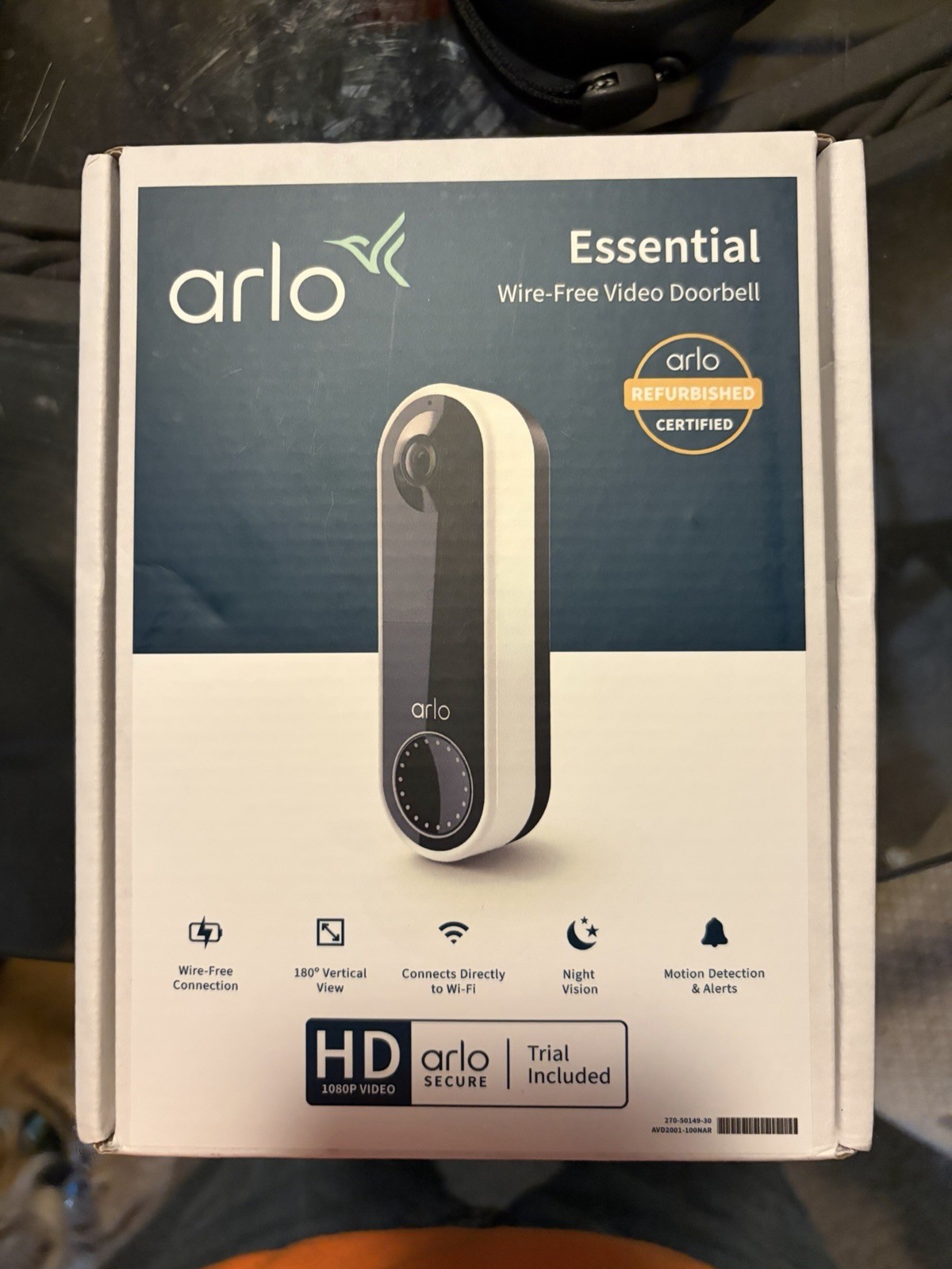 Arlo Essential Wire-Free Video Doorbell 180° View Night Vision Wi-Fi