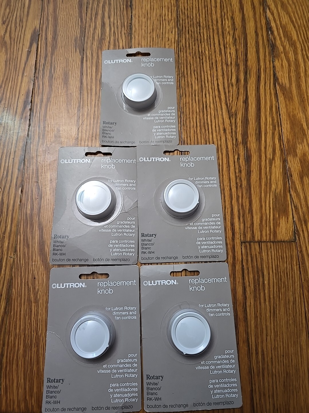 Lot of 5 Lutron White Round Rotary Replacement Dimmer Light Knob Fan Control