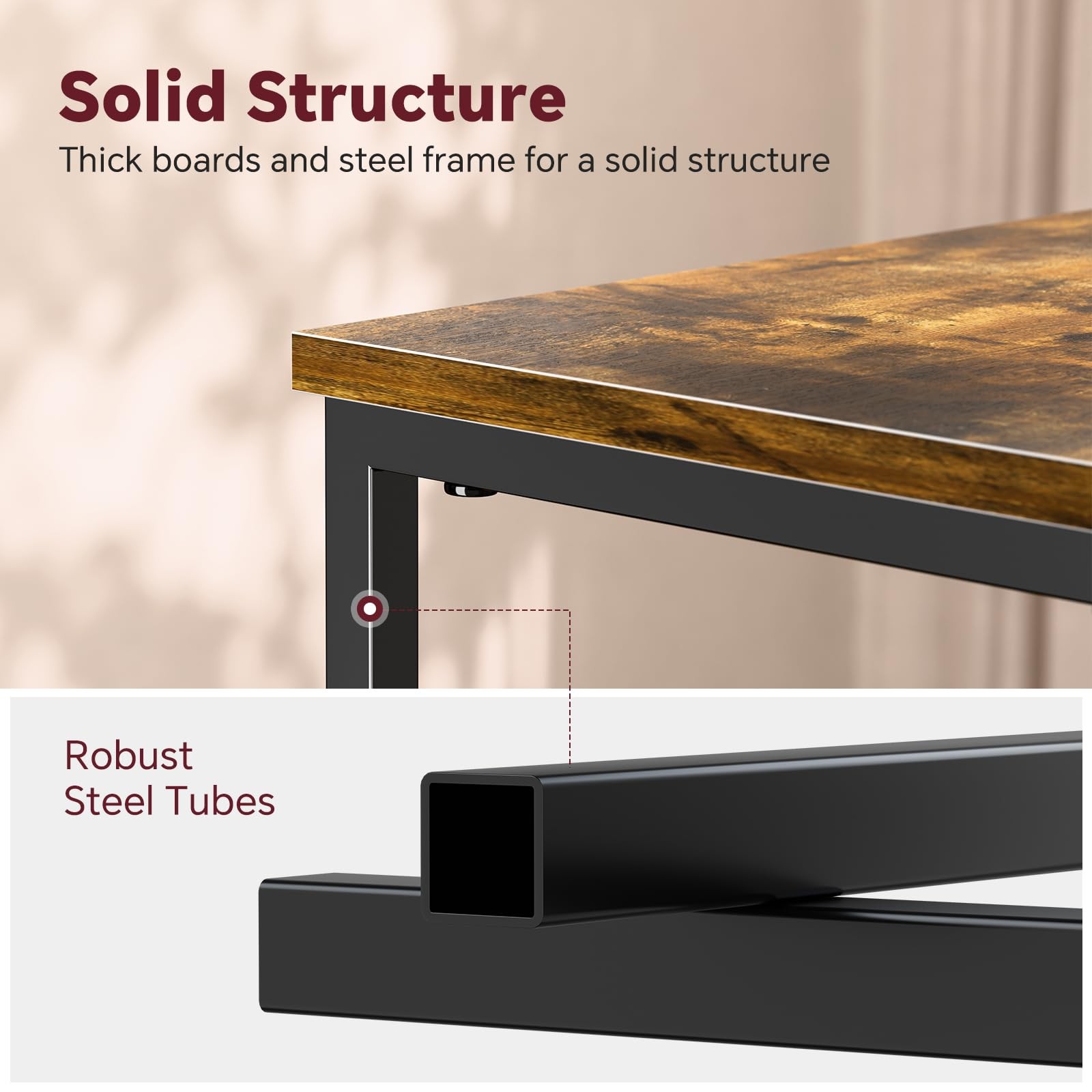 2 PCS End Table Side Table Nightstand Living Room Sofa Table Rustic Brown