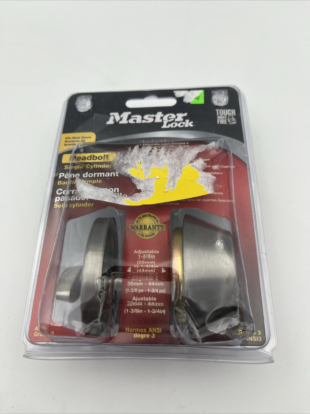 Master Lock DSO0615 Single Cylinder Deadbolt, Satin Nickel, Fits most doors. New