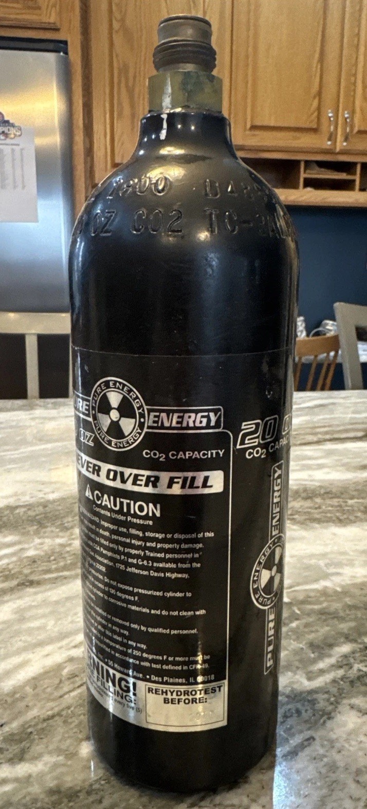 Co2 Tank  20oz Pure Energy Brand Paintball Tank Empty- Black