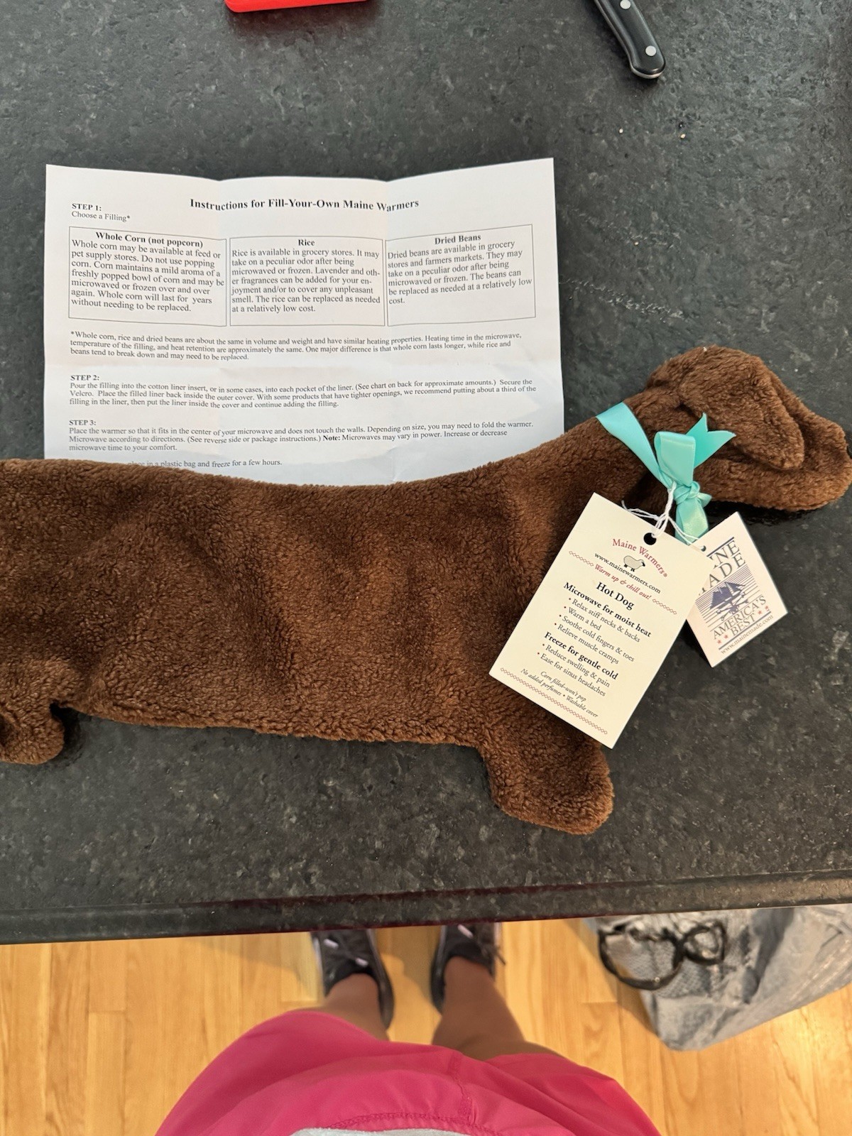Maine Warmers Portland Pooch Hot Dog Microwave Heating Pad NWT Fill Your Own