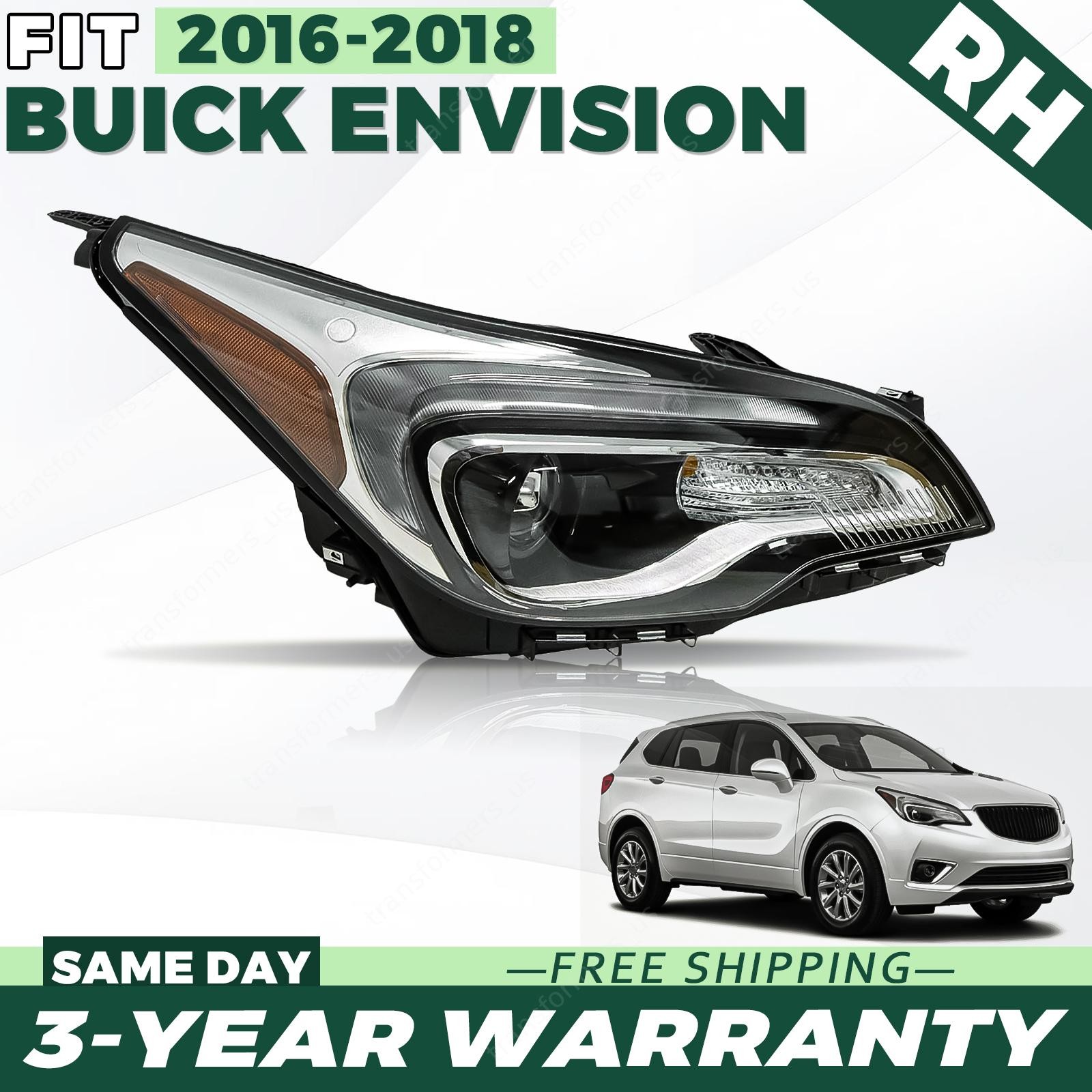 Halogen Headlight Passenger Side for 2016-2018 Buick Envision with LED DRL