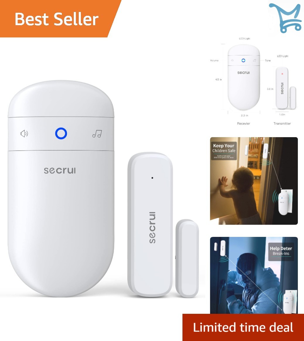 Door Chime Wireless Battery-Powered Home & Business with 52 Chimes 400ft