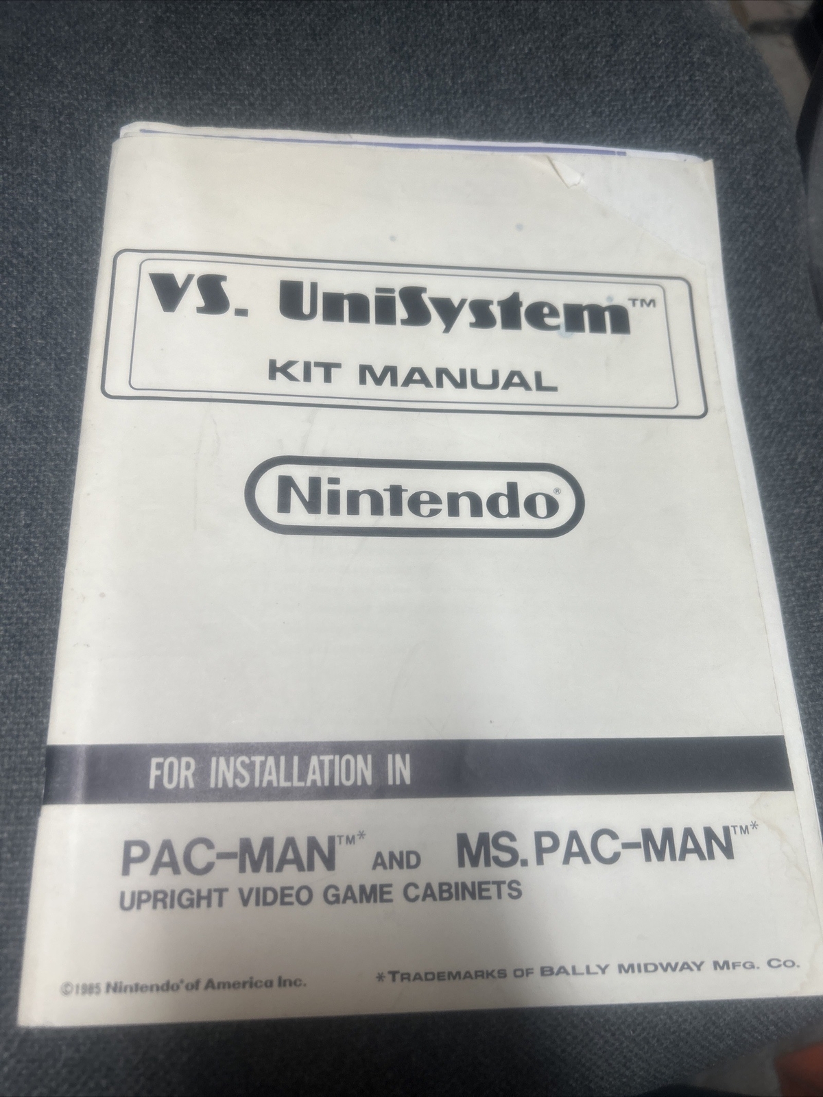 Nintendo VS. UNISYSTEM KIT FOR INSTALLING Into PAC-MAN Manual good used original